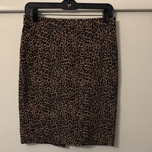 J. Crew Brown Leopard Print Pencil Skirt